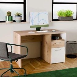 Biurko 110x60 cm z szufladą i szafką  Dąb Artisan